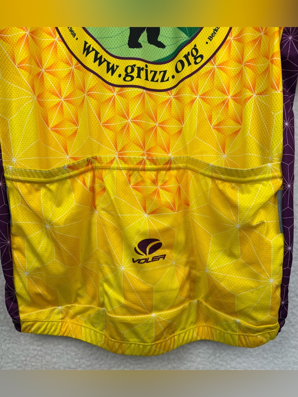 VOLER • Yellow/Purple Grizzly Peak Cyclists Short-Sleeve Cycling Jersey, XL - Picture 8 of 15